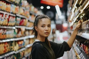 mujer en un supermercado de alimentos