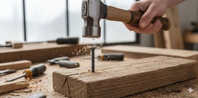 Hammer hitting a screw